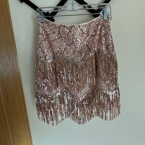 Miss Me Rose Gold Sequin Mini Skirt
